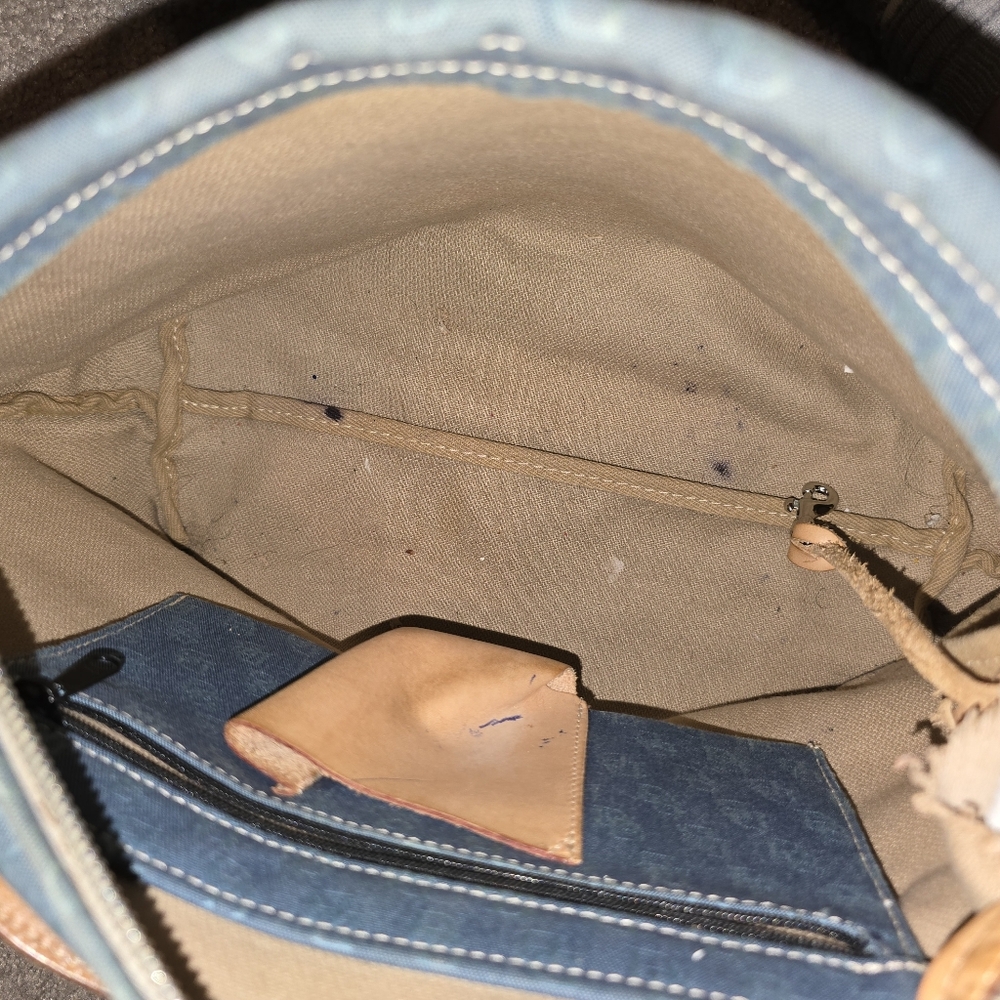 SOLD Dooney & Bourke Denim & Leather Hobo Shoulder Bag Project Purse AS-IS - Picture 7 of 10
